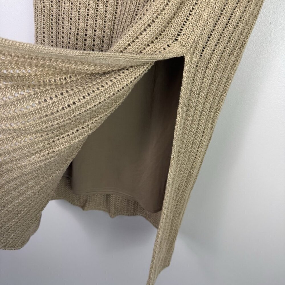 Lauren Ralph Lauren Midi Skirt Women's Beige Linen Rib Knit Pencil Size L NWT - Picture 6 of 12